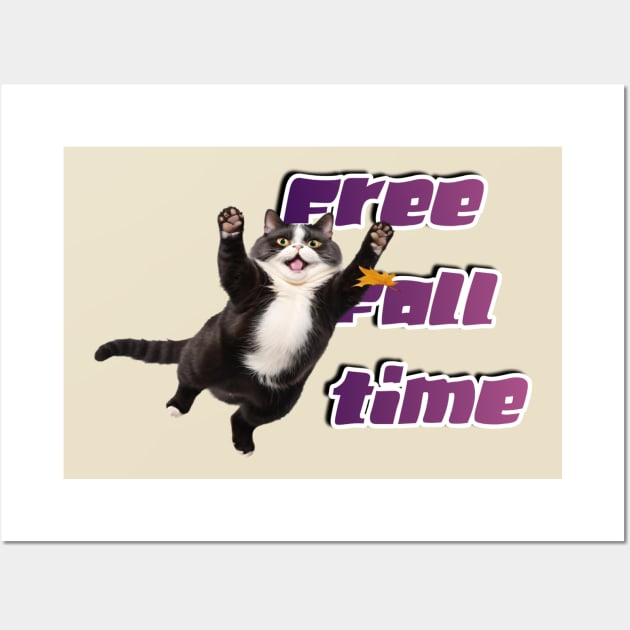 Cute fat cat in free fall Wall Art by Human light 